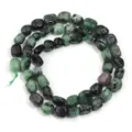 Piedra preciosa natural rubí zoisita cuentas ovaladas sueltas para pulsera collar de bricolaje - Diámetro Aprox. 5-10mm Agujero Aprox. 0,8mm / Aprox. 45 Piezas/Paquete / Rubí Zoisita Irregular