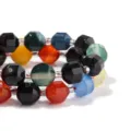 Variante bracciale con perle di pietra sfaccettate multicolori, perline sciolte per gioielli DIY. - Diametro 10mm (circa 30 pz) / Agata Multicolore
