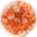 Orange crackle glass beads flat round crystal beads for DIY handmade jewelry making necklace - 50 Pieces / Orange Red Crackle Beads