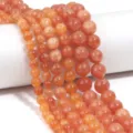 Natural orange gemstone sunstone loose beads for DIY handmade bracelet necklace parts design. - 8mm (Approx. 45 Pieces) / Sunstone Round Bead