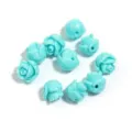 Perline di fiori di rose blu turchese per gioielli braccialetto fai da te, 10 pezzi. - Rosa Blu Lago