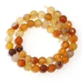Faceted natural agate gemstone beads strand, loose beads for DIY jewelry making accessories. - Size 8mm Hole Diameter Approx 1.2mm (Approx 45 Pieces) / Faceted Yellow Banded Agate
