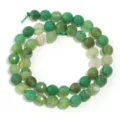 Detailed view of natural green faceted agate gemstone loose beads, perfect for DIY jewelry. - Size 8mm Hole Diameter Approx 1.2mm (Approx 45 Pieces) / Faceted Green Banded Agate