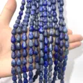 Perles en vrac en forme de larme de lapis-lazuli naturel pour accessoires de bijoux faits main - Ellipse / Diamètre 8*10mm, Trou 1.0mm (Environ 40 Perles) / Bleu Lapis