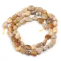 Hilo de cuentas de ágata de piedra natural para hacer joyas de bricolaje pulsera. - Diámetro aprox. 5-10mm, Apertura aprox. 0.8mm (aprox. 45 piezas) / Ágata de Encaje Loco Irregular