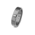 Close-up detail of the polished black hematite ring band, smooth arched surface and shiny finish. - Inner Diameter 16mm / Thickness 2.2mm / Width 6mm / Black