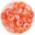 Pink marbled round disc beads, smooth glass loose beads for DIY handmade jewelry crafts making. - 50 Pieces / Orange Red Two-Tone