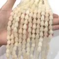 Perles en pierre naturelle en forme de goutte pour collier bracelet DIY accessoires de bijoux - Ellipse / Diamètre 8*10mm, Trou 1.0mm (Environ 40 Perles) / Beige