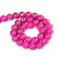 Filo di perle di turchese sintetico rosa acceso decorato con filo d'oro componente per braccialetto fai da te - Turchese Linea Oro Rosa Rosso