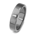 Detailed view of the polished black hematite arc ring band, smooth minimalist DIY jewelry piece. - Inner Diameter 21mm / Thickness 2.2mm / Width 6mm / Black