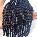 Perles en pierres précieuses bleu foncé naturelles, forme de larme irrégulière pour bijoux. - 8*10mm (Environ 40 Pièces) / Bleu Marine Ovale