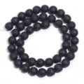 Natural black lava stone round beads for DIY bracelet and necklace crafting jewelry making parts. - 10mm / 35 Beads Set / Black