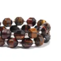 Perline di pietra occhio di tigre tricolore sfaccettate con distanziatori per gioielli fai da te - Diametro 6mm Foro 0.6mm (Circa 45 Pz) / Occhio di Tigre Tricolore