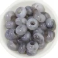 Gray marbled glass beads donut spacer beads for DIY handmade bracelets necklaces jewelry making. - 50 Pieces / Black Two-Tone