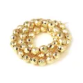 Hilo de cuentas redondas facetadas doradas para manualidades de joyería DIY y venta al por mayor. - 1 Pieza por Paquete / Redondo Facetado 2mm / Dorado