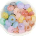 Colorful pastel donut beads for DIY handmade bracelets necklaces jewelry making supplies. - 50 Pieces / Mixed Two-Tone Colors