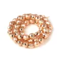 Hilo de cuentas de hematita galvanizadas en oro rosa facetadas para manualidades de joyería DIY - 1 Pieza por Paquete / Cuenta Redonda 4mm / Rosa oro