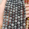 Natural matte snowflake obsidian round gemstone beads for DIY jewelry making supplies. - Diameter 10mm (Approx 38 Beads) / Frosted Imported Snowflake