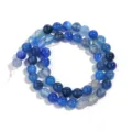 Royal blue agate gemstone round loose beads for DIY handmade jewelry necklace bracelet making. - Round Bead (T5187) / 8mm