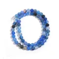 Blue agate gemstone round beads, smooth polished loose bead strand for DIY jewelry making. - Round Bead (T5187) / 6mm