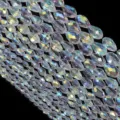 Faceted teardrop crystal beads AB plated loose stones DIY jewelry making craft accessories - 10x15mm (Approx. 45 Pieces) / AB Plated Teardrop Crystal Bead
