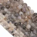 Perle sfuse rotonde in agata vena di drago nera e bianca naturale per braccialetti fai da te. - Diametro 6mm Dimensione del Foro Circa 0.8mm (Circa 60 Perline) / Vena di Drago Bianco Nero