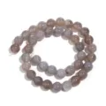 Natural grey agate loose beads round gemstone DIY bracelet jewelry making half finished wholesale - 10mm / Gray