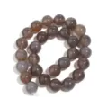 Natural grey agate round beads for DIY bracelet jewelry making, smooth loose gemstone beads. - 14mm / Gray