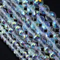 Faceted iridescent crystal bead strands for jewelry making, DIY accessories, and crafting. - 4mm Outer Diameter (Approx. 90 Pieces/Strand) / 96-Facet Transparent AB Crystal Bead