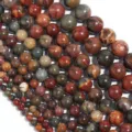 Picasso jasper round stone beads close up, colorful natural gemstone DIY jewelry making. - 6mm / Approx 60 Pieces/Pack / Red Picasso (Ironwood)