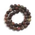 Natural flower agate loose beads detail shot showing unique patterns and rich natural stone colors. - 10mm (Approx. 36pcs)