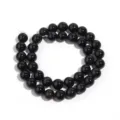 Natural black agate round beads detail shot for DIY jewelry making, smooth and glossy. - Black Agate (T5131) / 10mm Hole Approx. 1.4mm (Approx. 35 Beads)