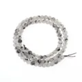 Natürliche schwarze Rutilquarz Edelstein Perlen Strang für DIY Armband Schmuckherstellung - Runde Perle (1.0mm Loch) / 4 mm Durchmesser / Schwarz