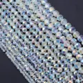 AB Coated Crystal Faceted Loose Beads Strands DIY Bracelet Jewelry Accessories - 4mm (Approx 90 Pcs) / Half AB Crystal Round Bead