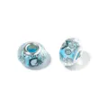 Blue patterned large hole charm bead, resin DIY bracelet jewelry accessory variant. - Faceted Round: Lake Blue / 20 Pcs/Pack, Outer Diameter approx. 14mm, Height approx. 9mm, Hole approx. 4.5mm
