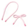 Rosa Karo Stoff gefuetterter langer Streifen und Schleife DIY Haarschmuck Bastelmaterial. - 2 Stk./Pack (55cmx10mm) / Rosa Kariert