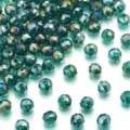 Perline sfuse in cristallo sfaccettato verde scuro con design sferico brillante per gioielli fai da te. - Verde Pavone AB
