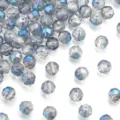 Perline cristallo sfaccettate dettaglio primo piano, distanziatori grigi AB per gioielli fai da te. - Blu Semitrasparente