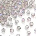 Cuentas de vidrio de cristal facetadas color AB espaciadores para joyeria de bricolaje - Diámetro Aprox. 6mm Agujero Aprox. 1.3mm 50 Piezas/Paquete / Púrpura Fantasma