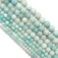 Natürliche Amazonit Chalcedon lose Perlen rund für DIY Armband Halskette Schmuck Zubehör. - Amazonit / Durchmesser 8mm (ca. 45 Stk.)
