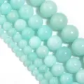 Hellblaue Amazonit Chalcedon runde lose Perlen für DIY handgemachte Schmuck Armbänder Ketten. - Optimierter Naturstein / Durchmesser 8mm (ca. 45 Stk.)