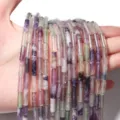 Natürliche Fluorit Röhren lose Perlen für DIY handgemachte Schmuck Armbänder und Ketten. - 4*13mm (Ca. 29 Stück) / Bunter Fluorit
