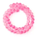 Rosa Glasperlen rund lose für DIY Schmuckherstellung, ideal für Armbänder und Ketten. - Rosarot-Weiß