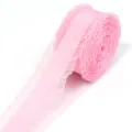Pink ruffled edge organza ribbon trim detail for sewing, gift wrapping and DIY crafts. - Ruffle Edge Ribbon / 2.5CM Wide / Pink