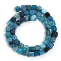 Close-up detail of blue square dragon vein agate gemstone beads, ideal for DIY jewelry making. - 8mm Square Beads (Approx. 46 Pcs/Pack) / Black Blue