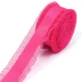 Nastro con volant in poliestere rosa vivo per cucito, artigianato e confezione regalo. - Nastro con Bordo a Volant / 2,5 CM di Larghezza / Rosso rosa