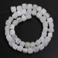 Close-up detail of square cracked agate beads strand, natural stone material for DIY jewelry design. - 8mm Square Beads (Approx. 46 Pcs/Pack) / Off White
