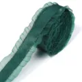 Nastro in poliestere arricciato verde scuro, bordo in pizzo con volant per confezioni regalo DIY. - Nastro con Bordo a Volant / 2,5 CM di Larghezza / Verde scuro