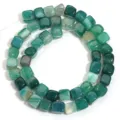 Green square agate beads detail shot, natural stone gemstone cube beads for DIY jewelry making. - 8mm Square Beads (Approx. 46 Pcs/Pack) / Green