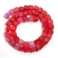 Red square cracked agate beads strand for DIY jewelry making bracelets necklaces accessories - 8mm Square Beads (Approx. 46 Pcs/Pack) / Rose Red Gradient Multicolor